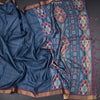 Raw Silk Blue Zari Checked Saree And Zari Border