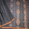 Raw Silk Grey Zari Checked Saree And Zari Border