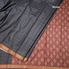 Raw Silk Grey Zari Checked Saree And Zari Border
