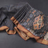 Raw Silk Grey Zari Checked Saree And Zari Border