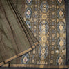 Raw Silk Olive Green Zari Checked Saree And Zari Border