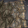 Raw Silk Olive Green Zari Checked Saree And Zari Border