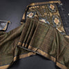 Raw Silk Olive Green Zari Checked Saree And Zari Border