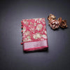 Semi Linen Reddish Pink Floral Printed Saree
