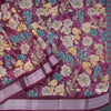 Semi Linen Wine Colour Floral Printed Saree