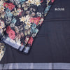 Semi Linen Navy Blue Floral Printed Saree