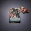 Semi Linen Dark Green Floral Printed Saree