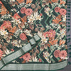 Semi Linen Dark Green Floral Printed Saree