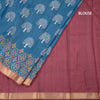 Semi Raw Silk Peacock Blue Tree Printed Saree And Zari Border