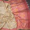 Raw Silk Cream Ikkat Printed Saree