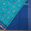 Raw Silk Rama Blue Ikkat Printed Saree