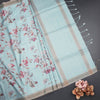 Raw Silk Light Blue Floral Printed Saree