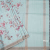 Raw Silk Light Blue Floral Printed Saree