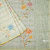 Linen Light Green Floral Paint Work Saree