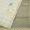 Linen Light Green Floral Paint Work Saree