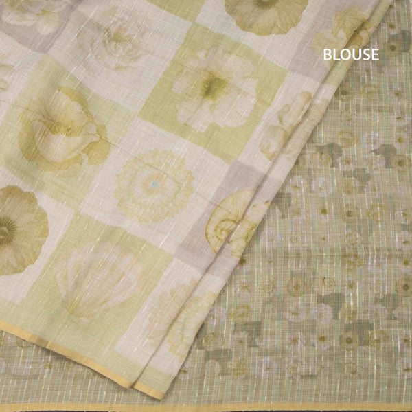 Linen Multi Colour Floral Paint Work Saree