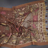 Semi Linen Cinnamon Brown Printed Saree