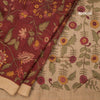 Semi Linen Maroon Floral Printed Saree