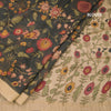 Semi Linen Dark Green Floral Printed Saree 02