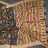 Semi Linen Dark Green Floral Printed Saree 02