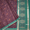 Raw Silk Dark Brown Ikkat Printed Saree 02