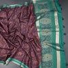 Raw Silk Dark Brown Ikkat Printed Saree 02