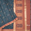 Raw Silk Dark Teal Green Ikkat Printed Saree