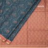 Raw Silk Dark Teal Green Ikkat Printed Saree