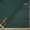 Raw Silk Dark Green Saree With Paint Work