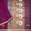 Raw Silk Magenta Purple Saree With Paint Work