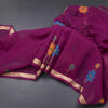 Raw Silk Magenta Purple Saree With Paint Work