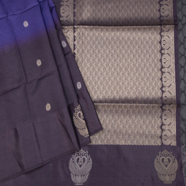 Raw Silk Dark Purple Saree With Zari Buttas