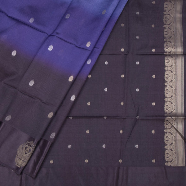 Raw Silk Dark Purple Saree With Zari Buttas