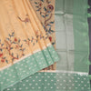 Kota Dark Sandal Floral Paint Work Saree