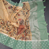 Kota Dark Sandal Floral Paint Work Saree