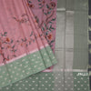 Kota Rose Pink Floral Paint Work Saree