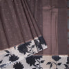Kota Dark Brown Saree With Zari Buttas And Printed Border