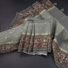 Kota Sage Green Saree With Zari Buttas And Printed Border