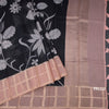 Kota Black Floral Printed Saree And Zari Checked Border