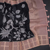 Kota Black Floral Printed Saree And Zari Checked Border