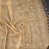 Linen Gold Saree With Painted Zari Thread Work