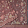 Linen Cinnamon Brown Saree With Painted Zari Thread Work