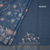Linen Blue Saree With Painted Zari Thread Work