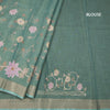 Linen Jade Green Saree With Painted Zari Thread Work 02