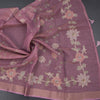 Linen Onion Pink Saree With Painted Zari Thread Work