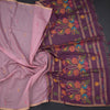 Silk Cotton Light Pink Borderless Thread Work Saree