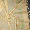 Silk Cotton Yellow Borderless Thread Work Saree