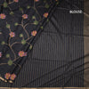 Silk Cotton Black Borderless Thread Work Saree In Floral Creeper Design