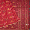 Silk Cotton Red Borderless Thread Work Saree In Floral Creeper Design