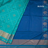Raw Silk Rama Blue Printed Saree
